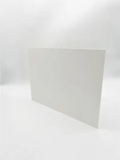 A plain white rectangular board stands upright like blank dock door signs against a white background.