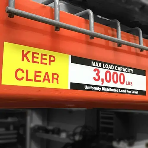 Flue Space Labels for Pallet Racking