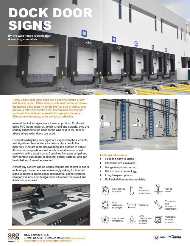 Dock Door Signs Info Sheet