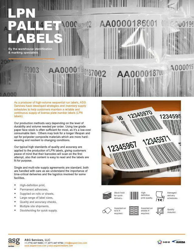 LPN Pallet Labels Info Sheet
