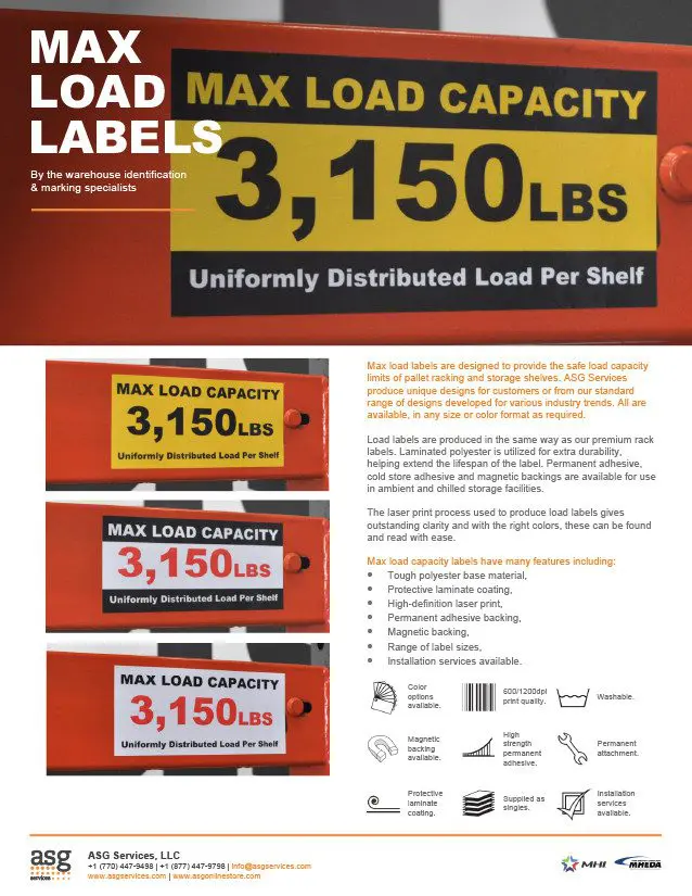 Max Load Labels Info Sheet