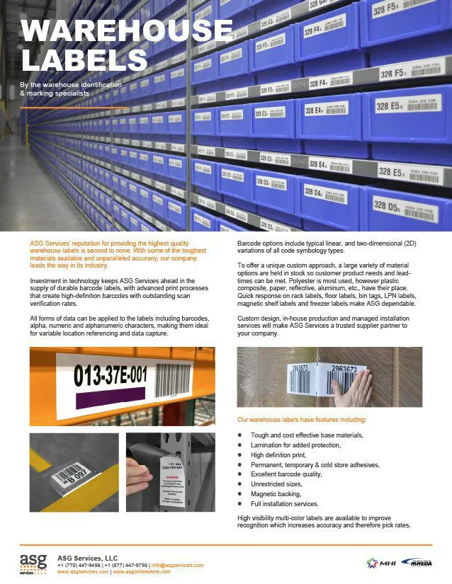 Warehouse Labels Info Sheet