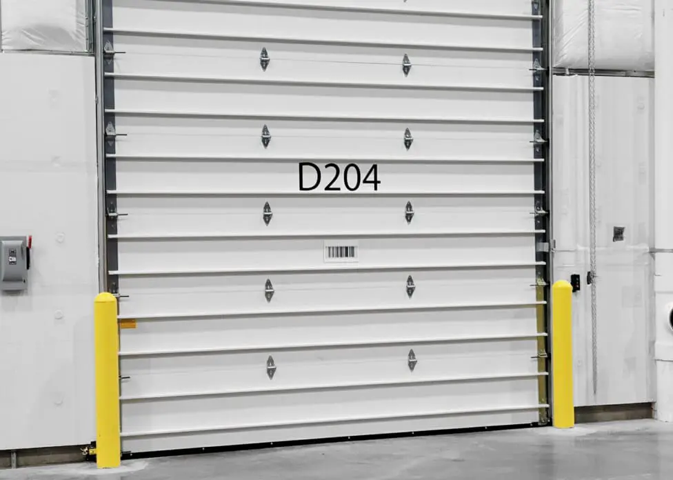 White dock door numbered