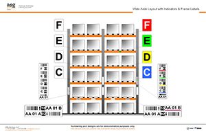 Wide-Aisle With Indicators and Frame Rack Label Layout