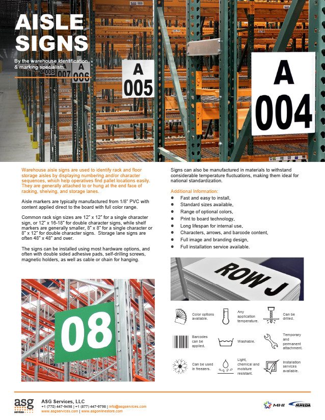 Aisle Signs Info Sheet