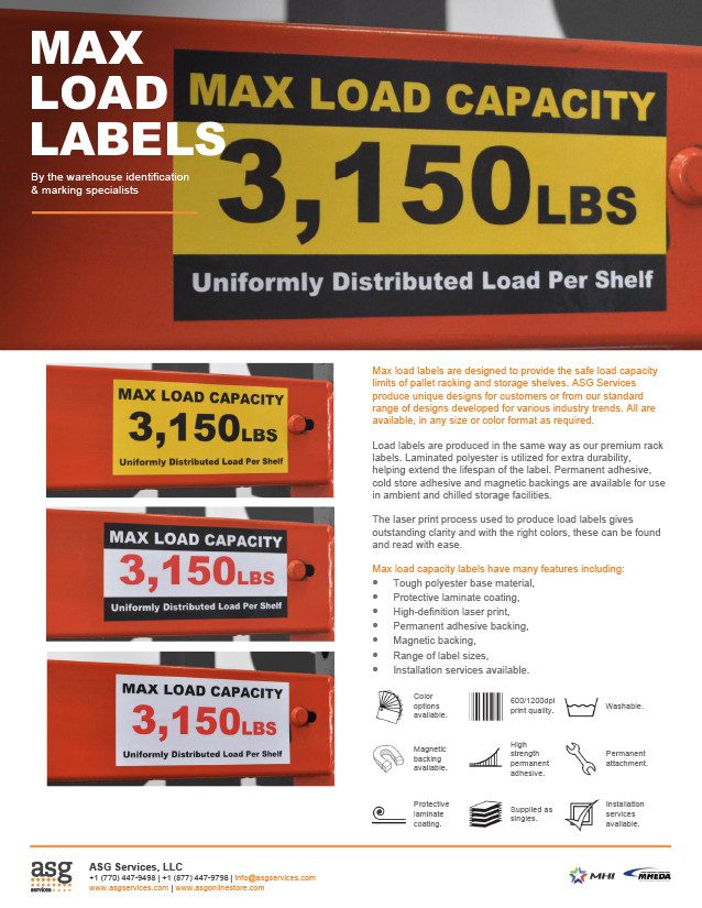 Max Load Labels Info Sheet